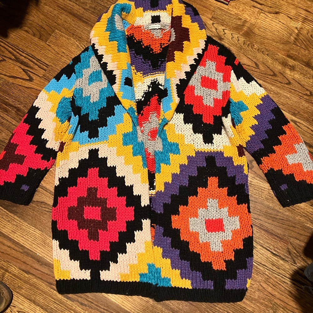 Alice & Olivia Colorful Geometric Knit Cardigan Size XS/S